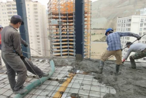 بتن ریزی ضلع جنوبی سقف 24 پروژه ساحل ۳